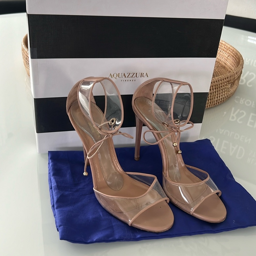 Aquazzura | Optic Sandal | Nude & Clear | Size 37.5